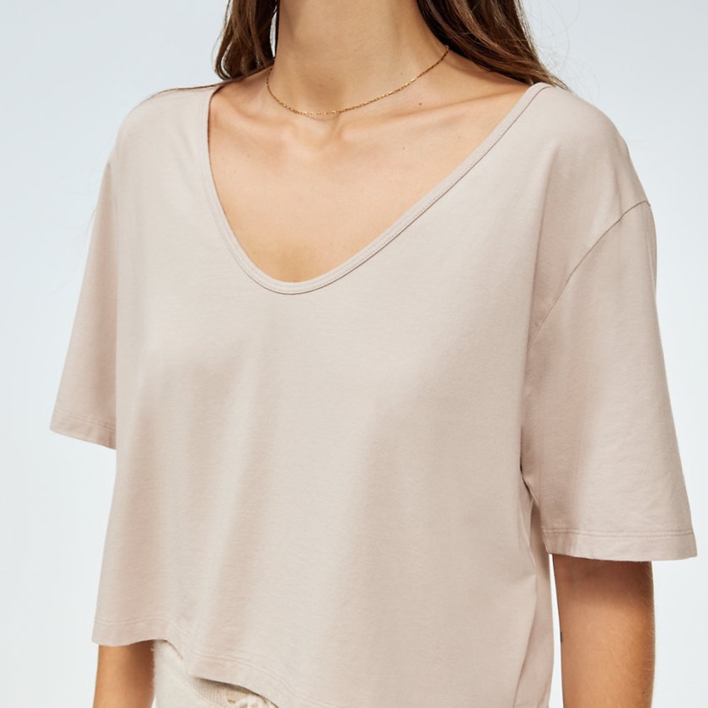 Aritzia Babaton Foundation V-Neck Cropped T-Shirt